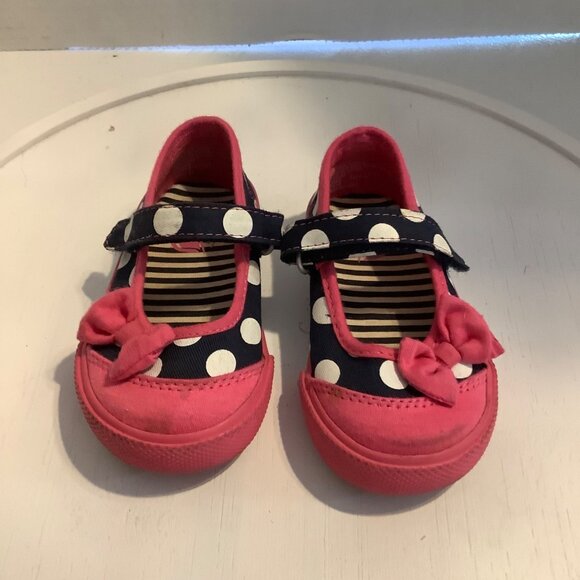 Children's Place Polka Dot Canvas Sneakers Baby Girl Size 5  Bow Pink - Picture 4 of 7